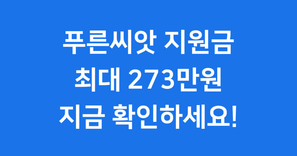 푸른씨앗 재정지원금 중소기업 근로자와 사업주를 위한 정부 지원 혜택, 최대 273만원까지 받을 수 있는 푸른씨앗 재정지원금에 대해 자세히 알아보겠습니다.