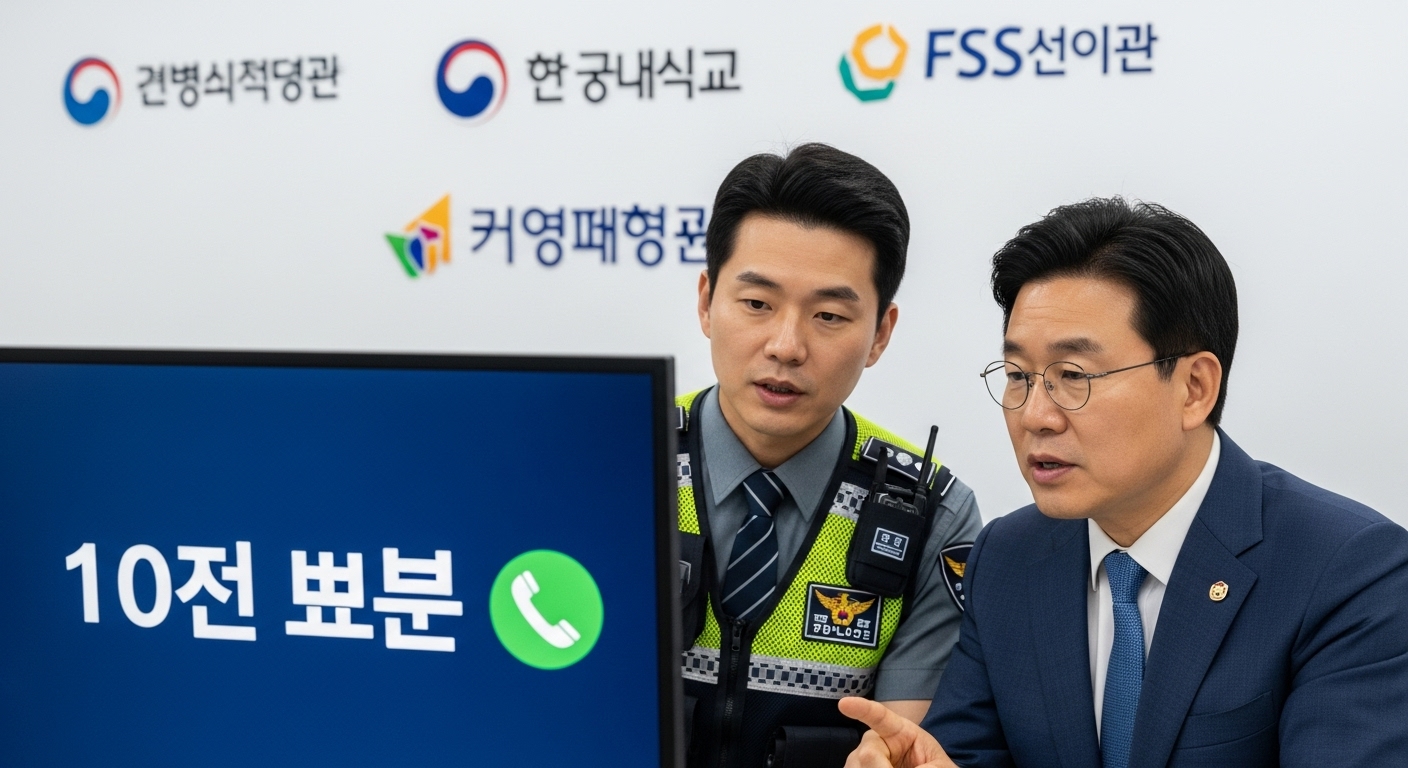 보이스피싱 번호 10분 차단, 실제 작동 방식은? - 한국인 경찰관과 금융감독원 직원이 모니터에서 보이스피싱 신고 처리 중인 모습을 함께 보고 있다.