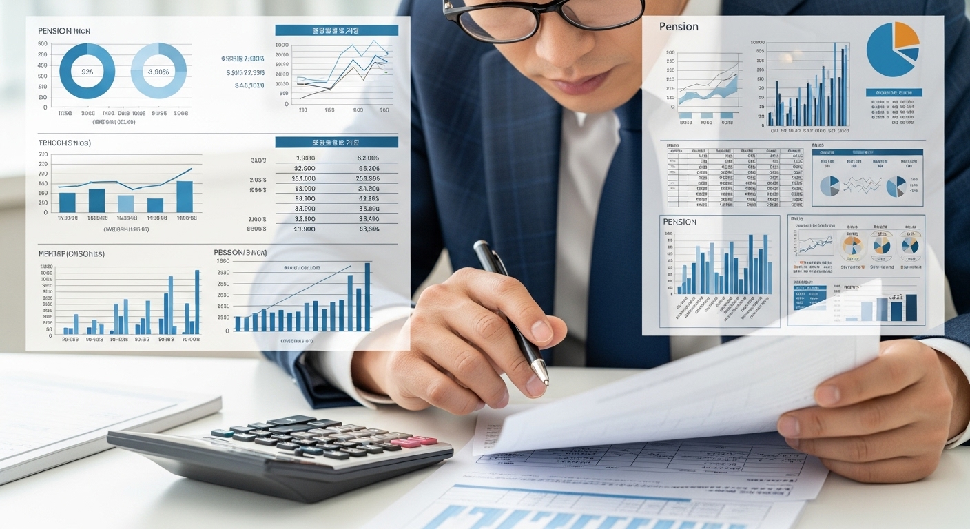 변경되는 추납 보험료 산정 기준 심층 분석 - 한국인이 복잡한 금융 서류와 계산기를 들여다보며 숫자를 분석하는 모습