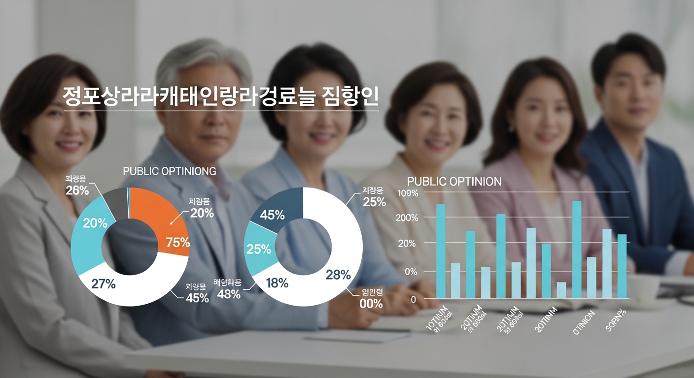 상속세 개편에 대한 여론 동향 - 상속세 개편에 대한 국민 여론을 보여주는 파이 차트와 막대 그래프가 포함된 인포그래픽.