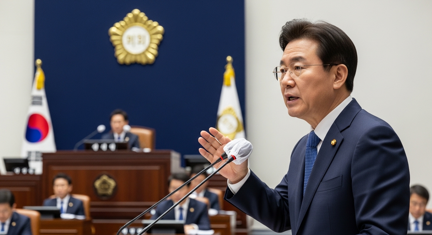 정부 및 국회의 정책 방향과 향후 전망 - 국회의원이 연단에서 세금 정책에 대해 진지하게 연설하고 있는 모습.