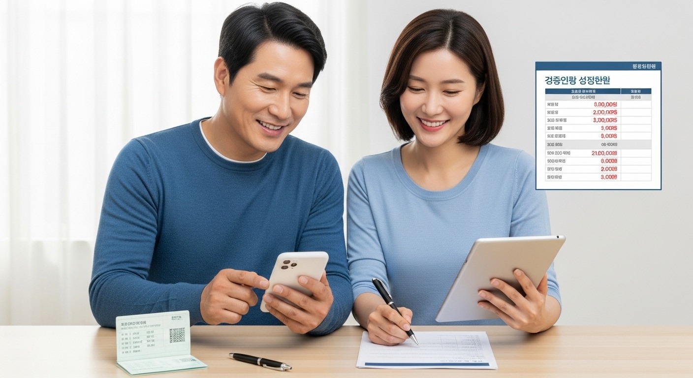 국민연금 더 똑똑하게 활용하는 팁 - 한국인 부부가 국민연금 정보를 활용해 은퇴 계획을 세우는 모습