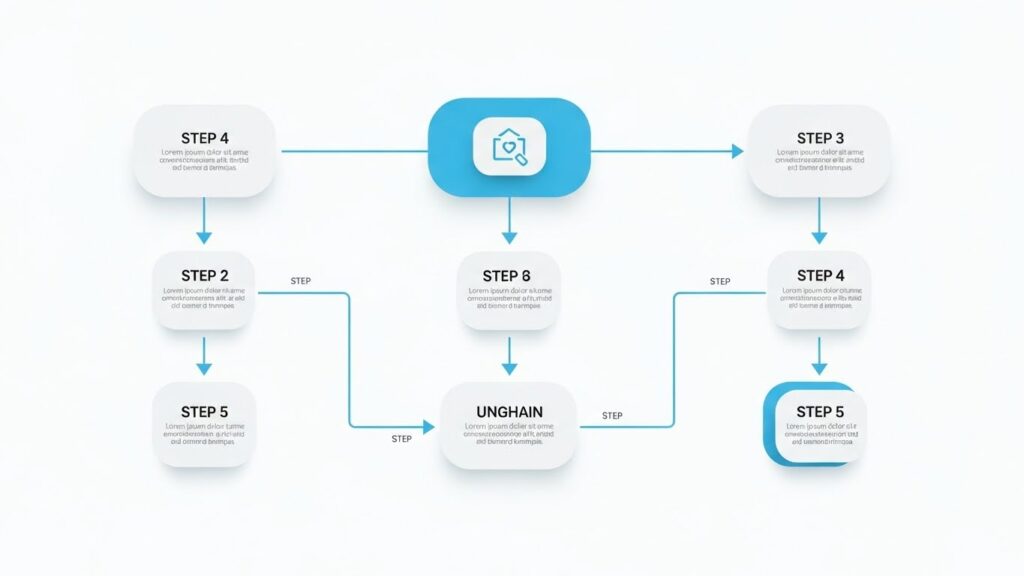 예비군 훈련 연기 신청 절차를 단계별로 명확하게 보여주는 흐름도 또는 인포그래픽입니다. 온라인 신청, 서류 제출, 심사 과정, 통지 등의 아이콘이 한국 사용자를 위해 맞춤 제작되었습니다.
