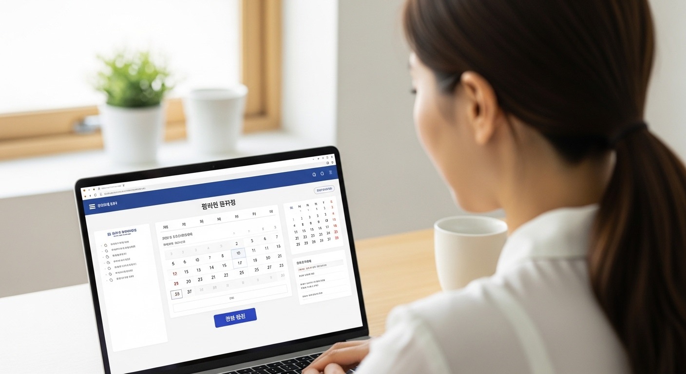 증평군 문화누리카드 15만원 신청 자격 및 방법 상세 - 30대 한국인 여성이 노트북으로 문화누리카드 온라인 신청서를 작성하여 마감일을 확인하고 성공적으로 신청을 완료하는 모습