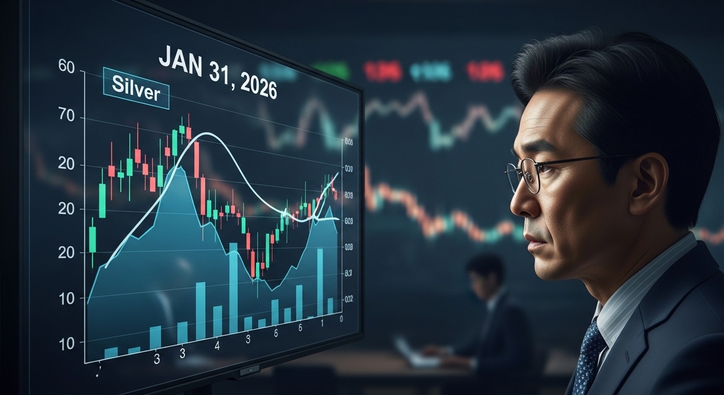 2026년 1월 31일 은시세 급락의 배경과 주요 원인 분석 - 한국인 투자자가 컴퓨터 화면에서 급락하는 은시세 그래프를 심각한 표정으로 바라보고 있는 모습