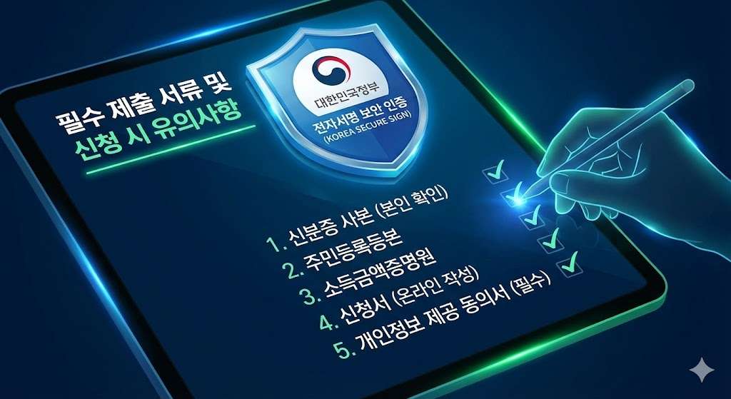 필수 제출 서류 및 신청 시 유의사항