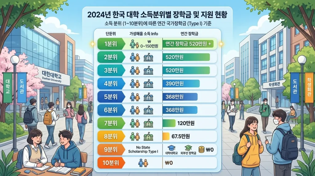 장학금 지원 구간 및 성적 기준 상세 분석