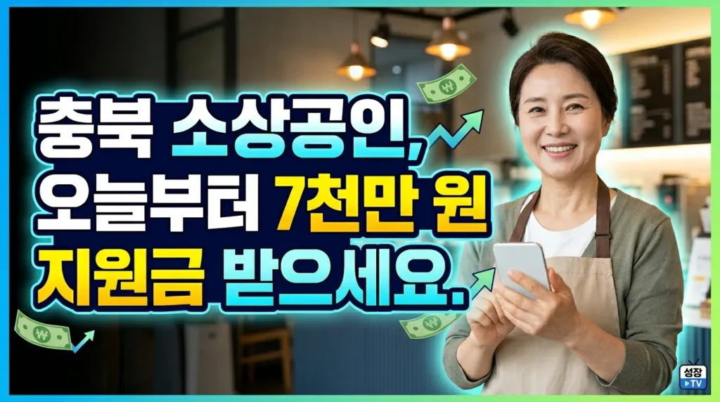 충북 소상공인 주목! 오늘부터 7천만원 지원금 받으세요