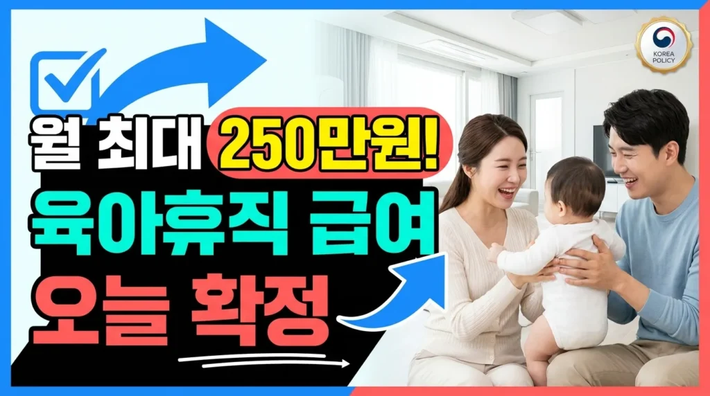 월 최대 250만원! 육아휴직 급여 오늘자 확정 소식