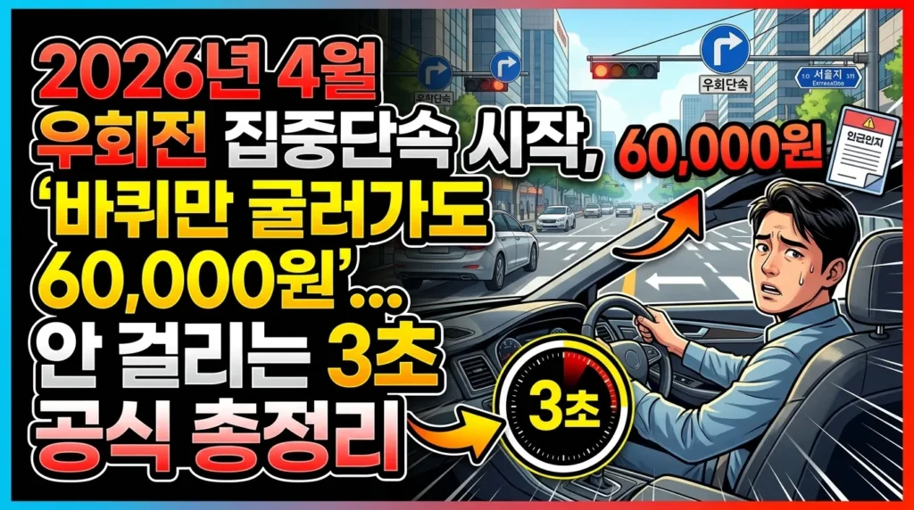 2026년 우회전 단속 지침 총정리, 범칙금 6만원 안 내는 3가지 일시정지 공식