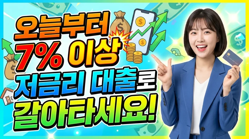 오늘부터 7% 이상 대출 저금리로 갈아타기 가능!