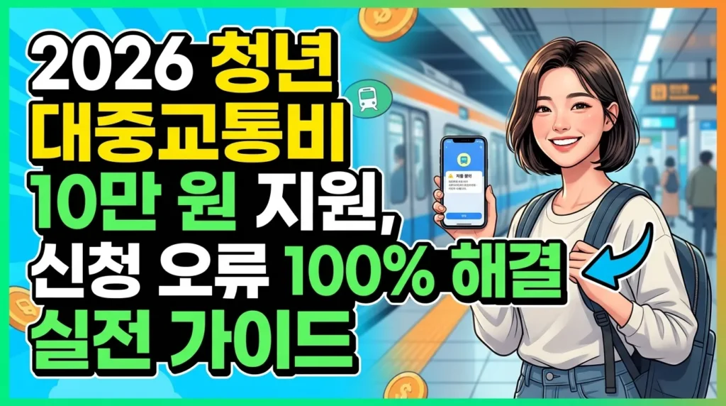 2026년 청년 대중교통비 10만원 지원, 신청 오류 100% 해결하는 실전 가이드