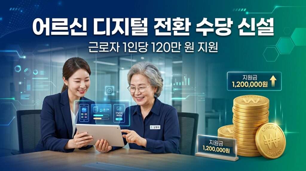 2026년 신설된 고령자 고용지원금 디지털 전환 수당 기업당 120만원 혜택