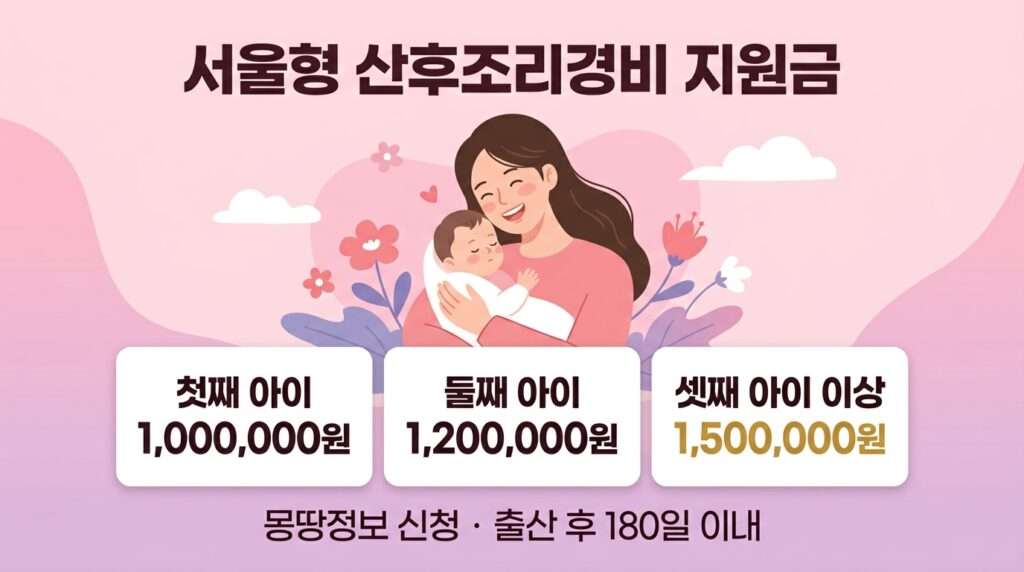 2026 서울형 산후조리경비 바우처 — 첫째 100만·둘째 120만·셋째 이상 150만원 신청 안내